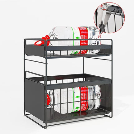 Kitchen Double Layer Caddy 🗂️ – Black or White Space-Saving Shelves