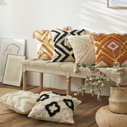 Nordic Tufted Cushion Cover | Geometric Cotton Waist Cushion