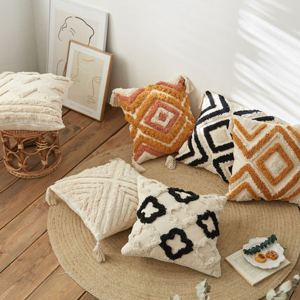 Nordic Tufted Cushion Cover | Geometric Cotton Waist Cushion