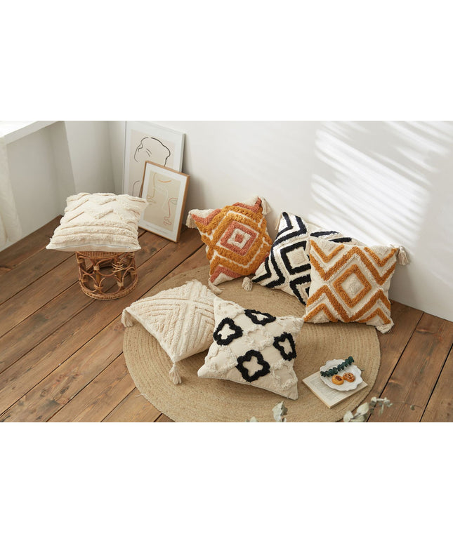 Nordic Tufted Cushion Cover | Geometric Cotton Waist Cushion