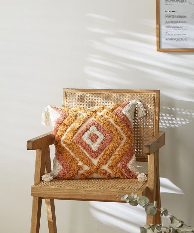 Nordic Tufted Cushion Cover | Geometric Cotton Waist Cushion