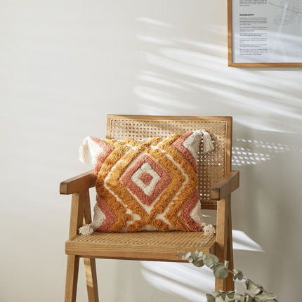 Nordic Tufted Cushion Cover | Geometric Cotton Waist Cushion