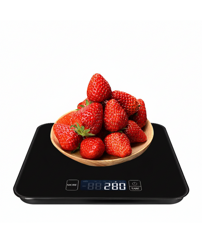 Mini Digital Baking Scale – 15kg Capacity | Black Square 20×20cm