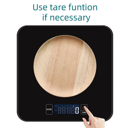 Mini Digital Baking Scale – 15kg Capacity | Black Square 20×20cm