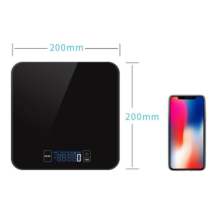 Mini Digital Baking Scale – 15kg Capacity | Black Square 20×20cm