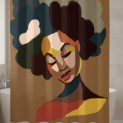 Portrait Art Shower Curtain | Modern Bathroom Decor