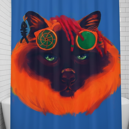 Cool Cat Shower Curtain | Colourful Funny Bathroom Decor