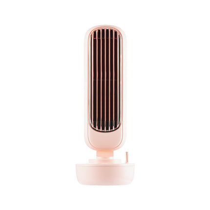 USB Humidification Tower Fan – Portable Bladeless Cooling & Spray Mist Fan | Green, White, Pink
