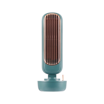 USB Humidification Tower Fan – Portable Bladeless Cooling & Spray Mist Fan | Green, White, Pink