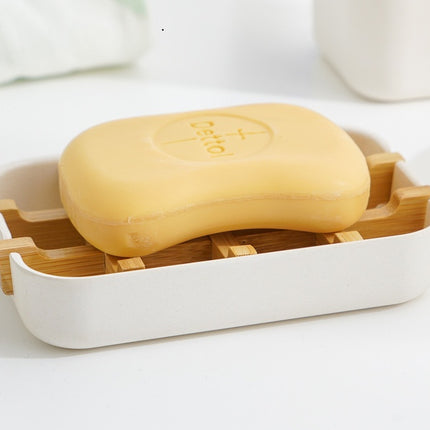 Double-Layer Soap Box — Bamboo & White 🌿🧼