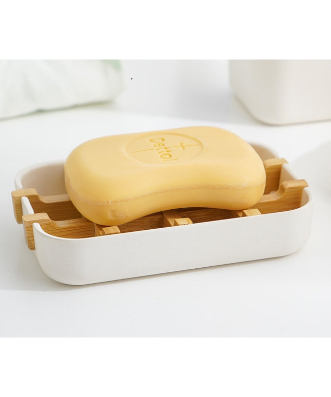 Double-Layer Soap Box — Bamboo & White 🌿🧼