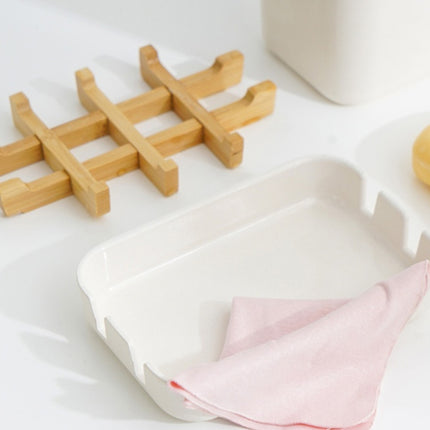 Double-Layer Soap Box — Bamboo & White 🌿🧼
