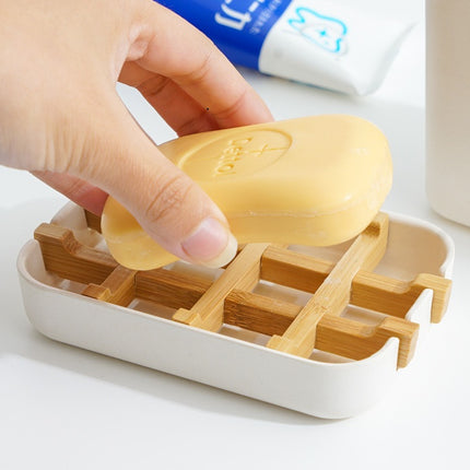 Double-Layer Soap Box — Bamboo & White 🌿🧼