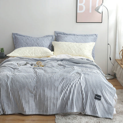 New summer multifunctional striped snowfleece air conditioning blanket flannel blanket single double quilt sofa cover blanket – Trendy & Practical for Daily Living