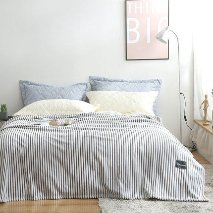 New summer multifunctional striped snowfleece air conditioning blanket flannel blanket single double quilt sofa cover blanket – Trendy & Practical for Daily Living
