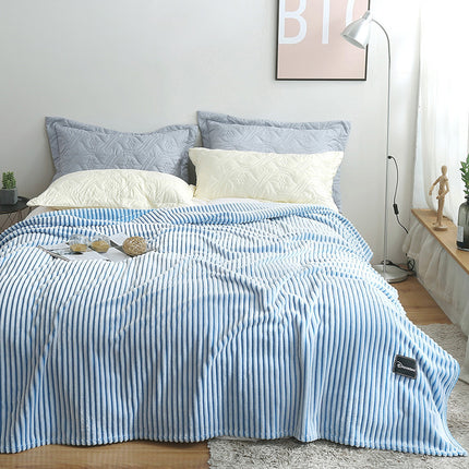 New summer multifunctional striped snowfleece air conditioning blanket flannel blanket single double quilt sofa cover blanket – Trendy & Practical for Daily Living
