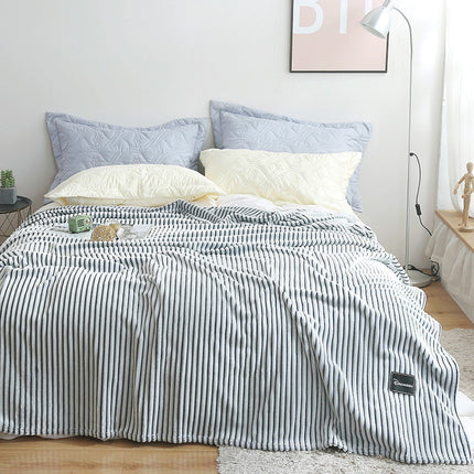New summer multifunctional striped snowfleece air conditioning blanket flannel blanket single double quilt sofa cover blanket – Trendy & Practical for Daily Living