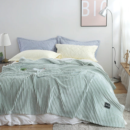 New summer multifunctional striped snowfleece air conditioning blanket flannel blanket single double quilt sofa cover blanket – Trendy & Practical for Daily Living
