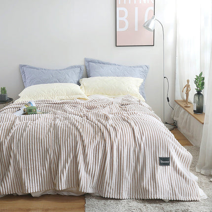 New summer multifunctional striped snowfleece air conditioning blanket flannel blanket single double quilt sofa cover blanket – Trendy & Practical for Daily Living