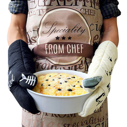 Cat Oven Gloves 🐾 – Black & White, Pair