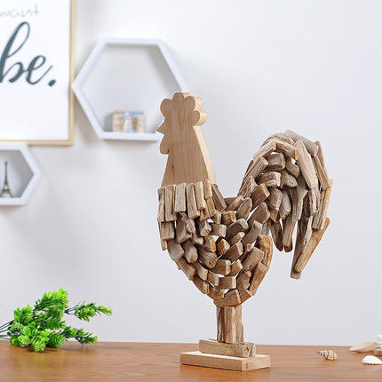 Handmade Wooden Rooster Ornament – Golden Rooster Home & Garden Décor | Ikeame