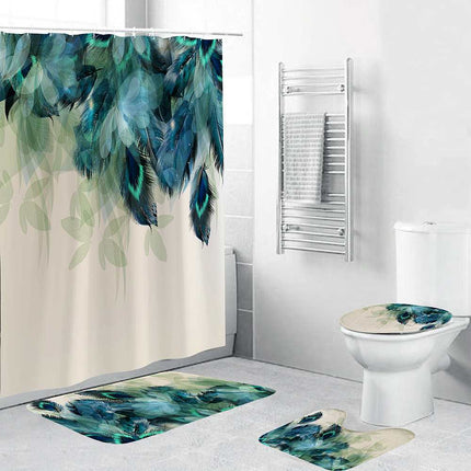 3D Digital Printing All Polyester Sliding Toilet 4-Piece Set
