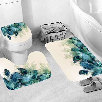 3D Digital Printing All Polyester Sliding Toilet 4-Piece Set