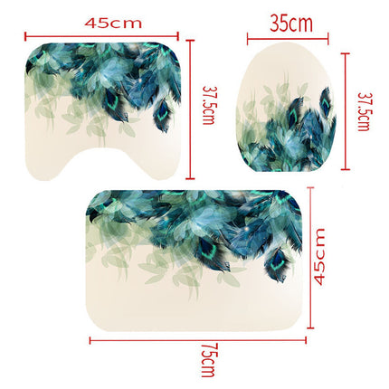 3D Digital Printing All Polyester Sliding Toilet 4-Piece Set