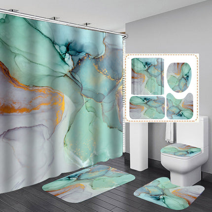 🎨 Modern Watercolour Marble Shower Curtain & Anti-Slip Bath Mat