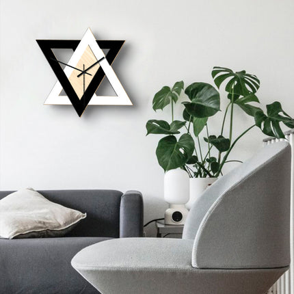 Abstract Minimalist Wall Clock – Black and White Interlocking Triangles