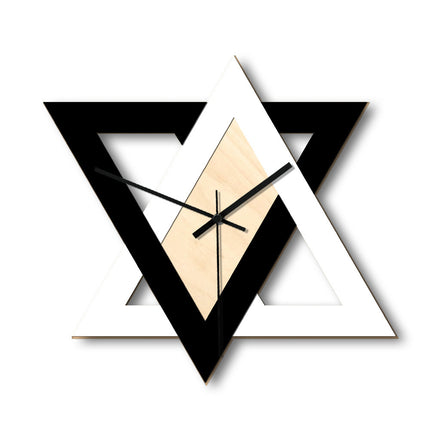 Abstract Minimalist Wall Clock – Black and White Interlocking Triangles