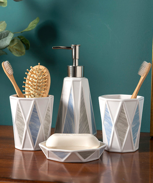 Marble Effect Ceramic Bathroom Accessories Set ✨🛁