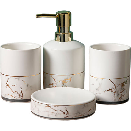 Marble Effect Ceramic Bathroom Accessories Set ✨🛁