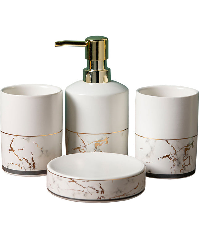 Marble Effect Ceramic Bathroom Accessories Set ✨🛁