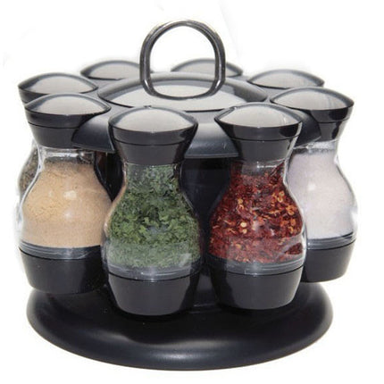 Double-Layer Rotating Spice Rack – Black | 8 or 16 Spaces