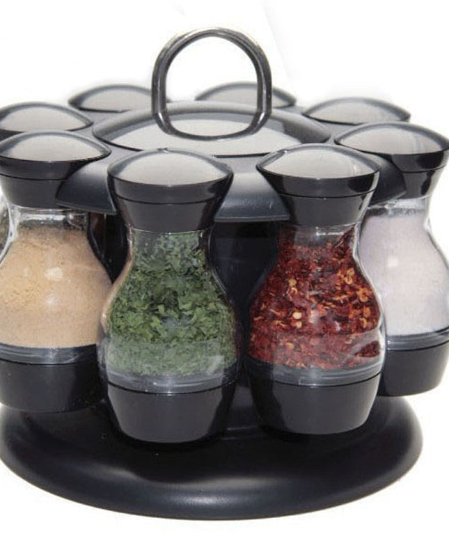 Double-Layer Rotating Spice Rack – Black | 8 or 16 Spaces