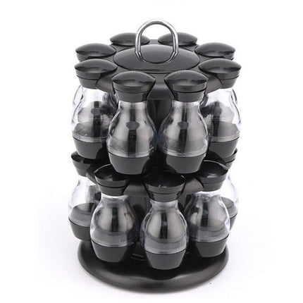 Double-Layer Rotating Spice Rack – Black | 8 or 16 Spaces