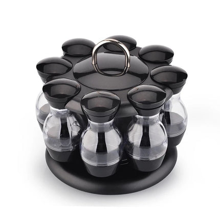 Double-Layer Rotating Spice Rack – Black | 8 or 16 Spaces
