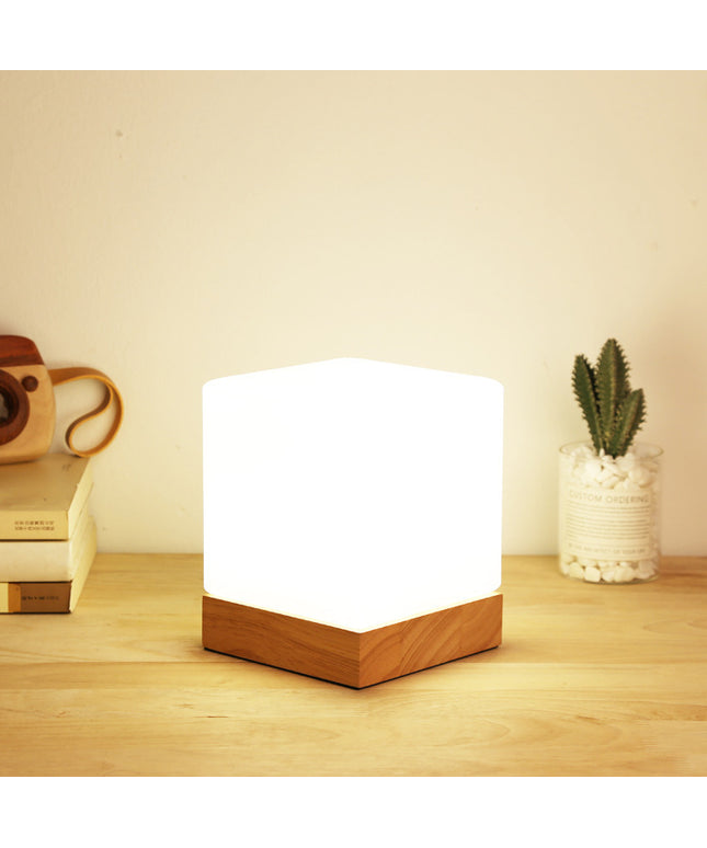 Nordic Style Cuboid Table Lamp – Remote Control, Tricolour Light