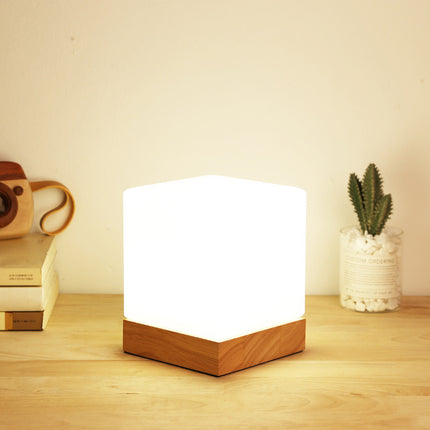 Nordic Style Cuboid Table Lamp – Remote Control, Tricolour Light