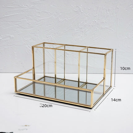 Luxury Glass Makeup & Cosmetic Organiser with Gold Frame