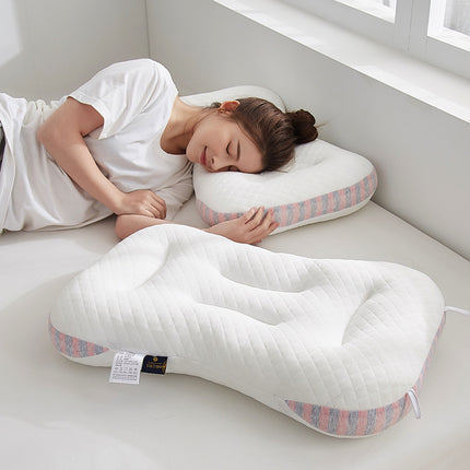 Spa Zone Ergonomic Pillow – Pure Cotton Core | Grey or Pink Edging