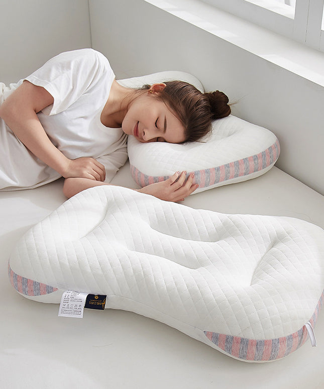 Spa Zone Ergonomic Pillow – Pure Cotton Core | Grey or Pink Edging