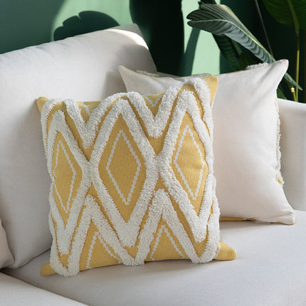 Moroccan Tassel Cushion Cover – Cotton Woven Boho Style | Ikeame