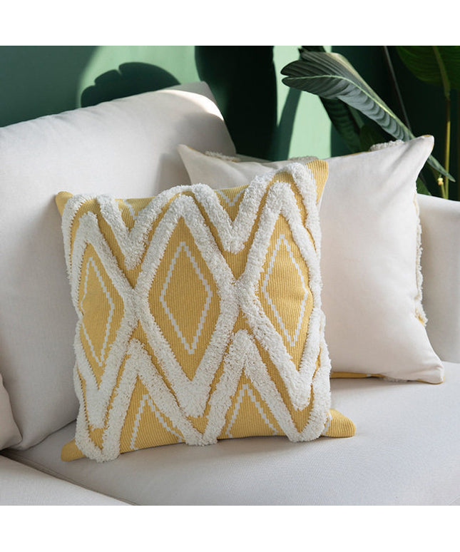 Moroccan Tassel Cushion Cover – Cotton Woven Boho Style | Ikeame