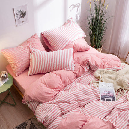Tianzhu cotton four-piece striped knitted cotton – Trendy & Practical for Daily Living