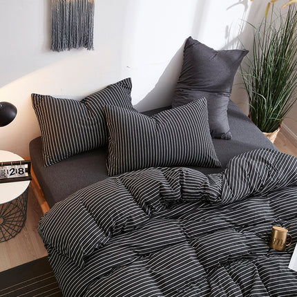Tianzhu cotton four-piece striped knitted cotton – Trendy & Practical for Daily Living