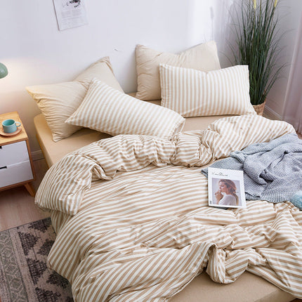 Tianzhu cotton four-piece striped knitted cotton – Trendy & Practical for Daily Living