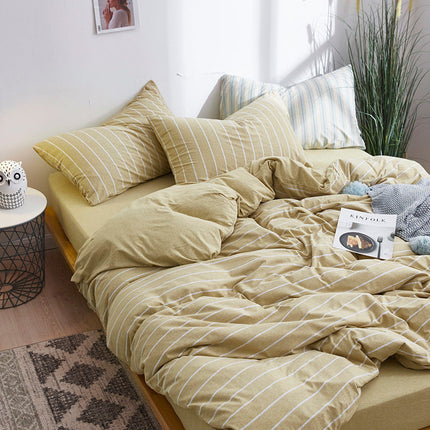 Tianzhu cotton four-piece striped knitted cotton – Trendy & Practical for Daily Living