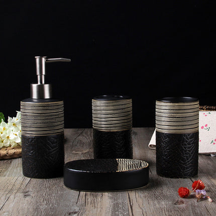 Simple Black Ceramic Bathroom Accessories Set 🖤🛁